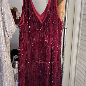 Elegant Burgundy Sequin Dress